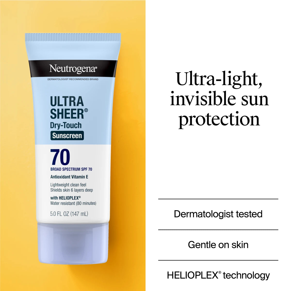 Neutrogena® Ultra Sheer Dry-Touch Sunscreen Lotion Broad Spectrum SPF 70 product image 3