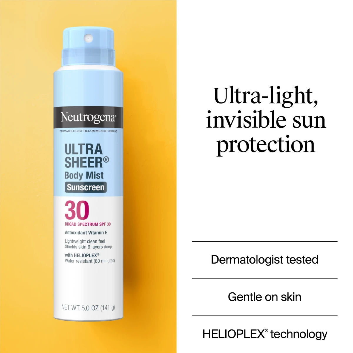 Neutrogena® Ultra Sheer Body Mist Sunscreen Spray Broad Spectrum SPF 30 product image 3