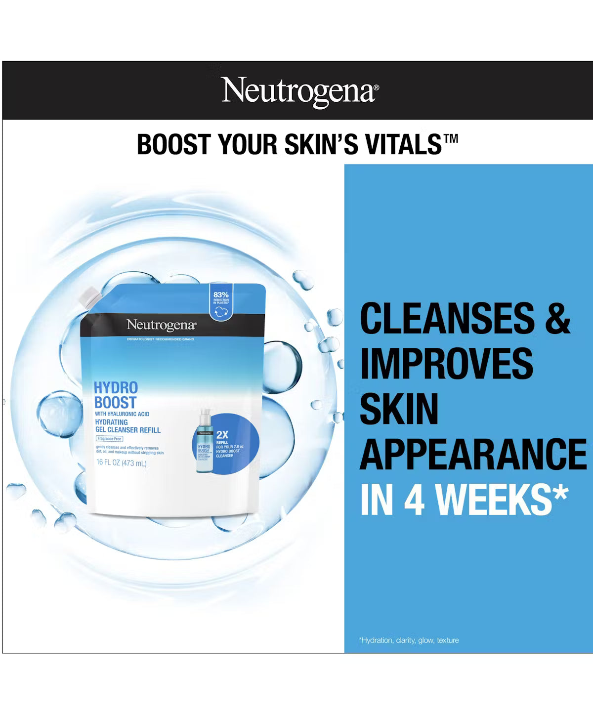 Neutrogena Hydro Boost Cleansing Gel, Fragrance Free, Refill Pouch product image 2