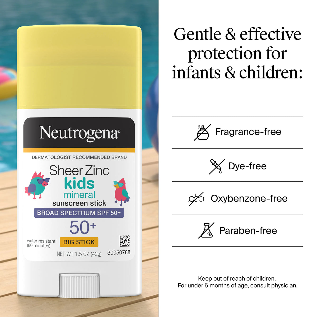 Neutrogena® Sheer Zinc Kids Mineral Sunscreen Stick Broad Spectrum SPF 50+ product image 5