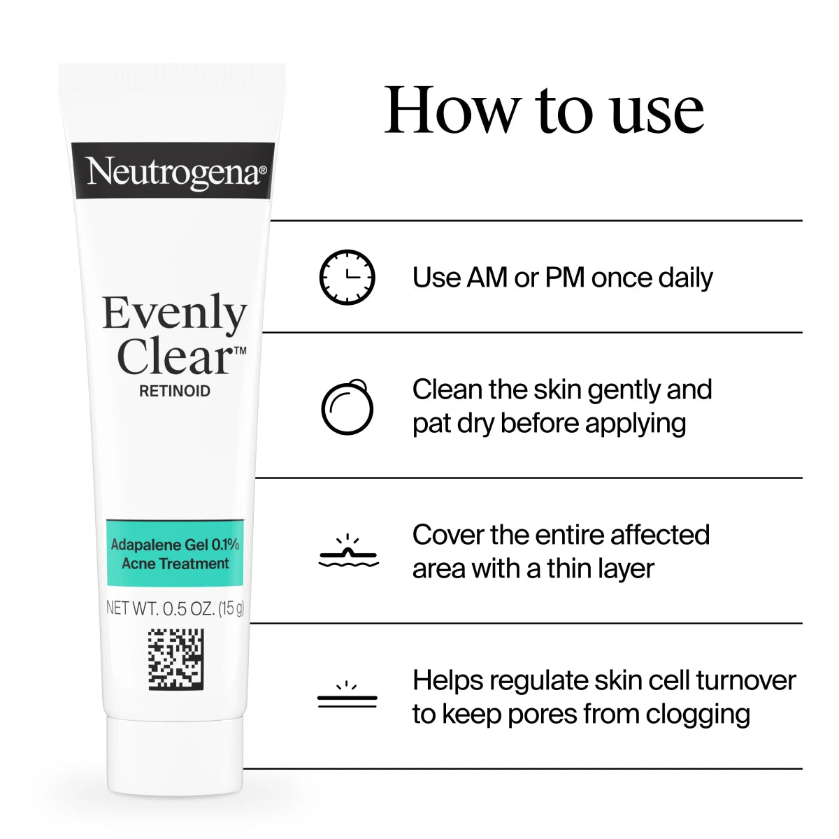 Neutrogena® Evenly Clear™ Retinoid Adapalene Gel 0.1% Acne Treatment product image 7