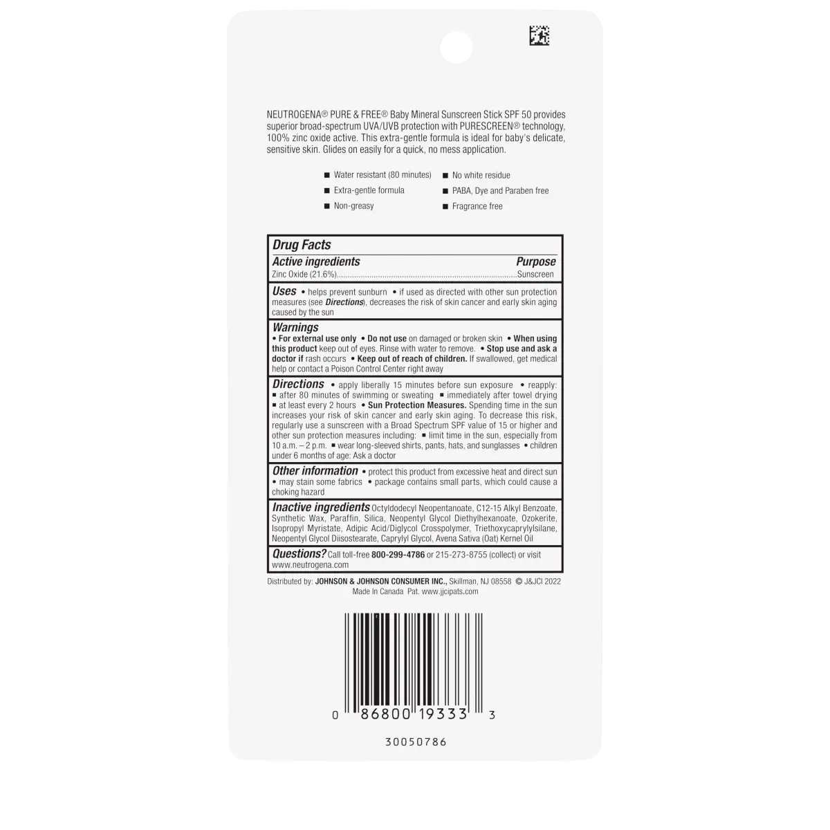 Neutrogena® Pure & Free Baby Sunscreen Stick Broad Spectrum SPF 50 product image 2