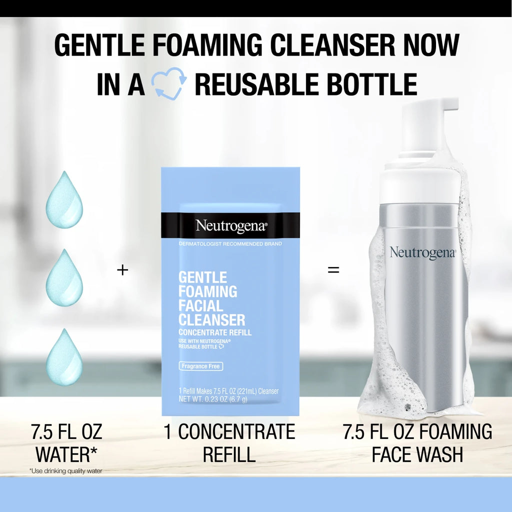 Neutrogena® Reusable Gentle Foaming Facial Cleanser Starter Kit, 1 Reusable Pump Bottle & 1 Refill Pack product image 3
