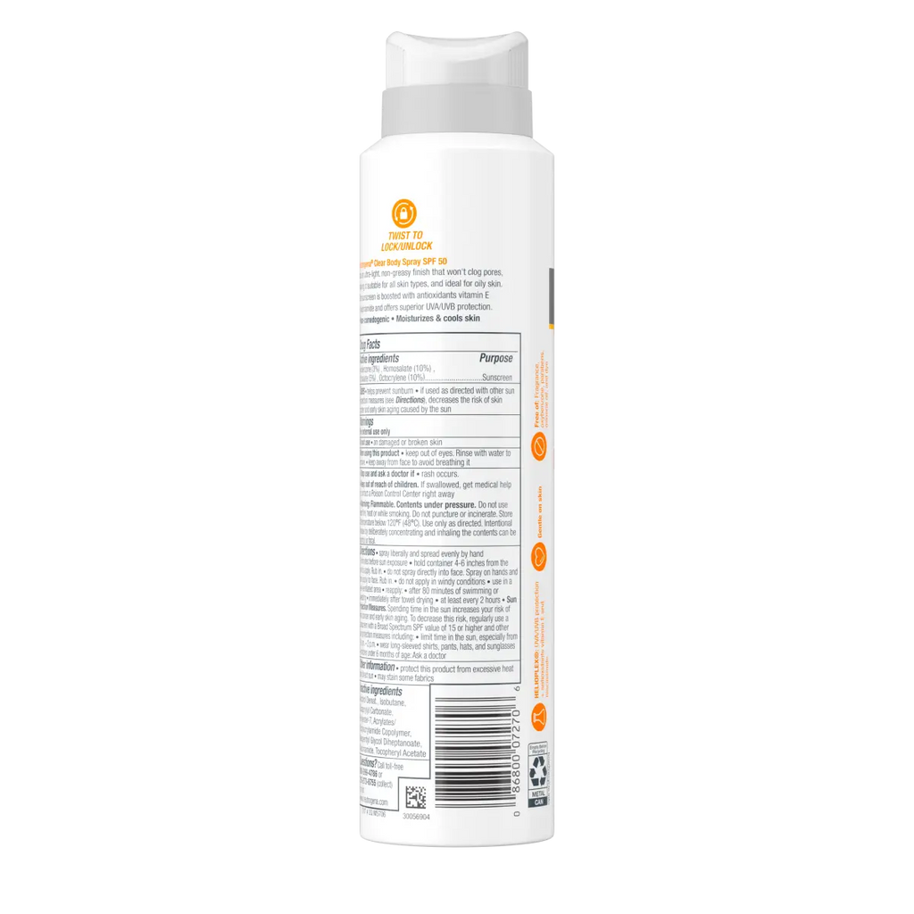 Neutrogena Clear Body SPF 50 Sunscreen Spray, Non-Comedogenic product image 9