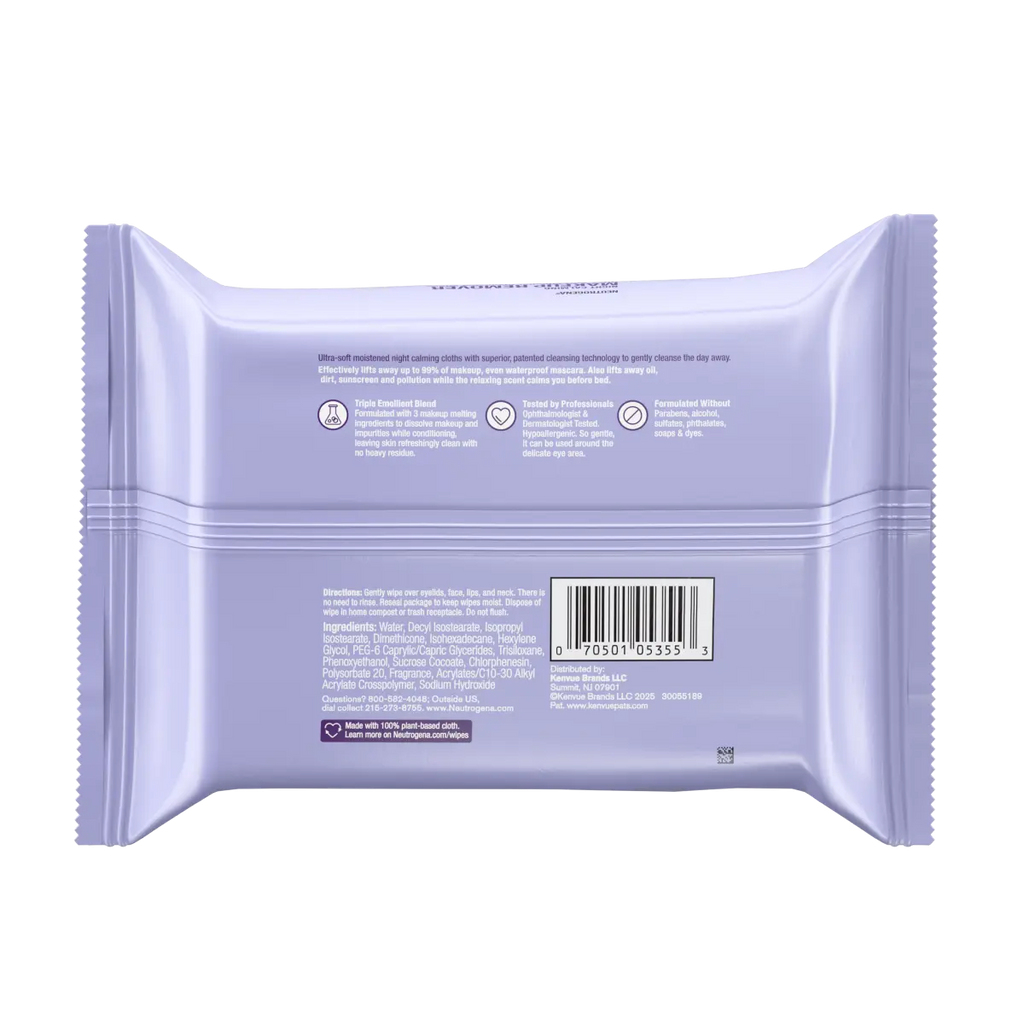Neutrogena® Night Calming Makeup Remover Ultra-Soft Micellar Wipes product image 8
