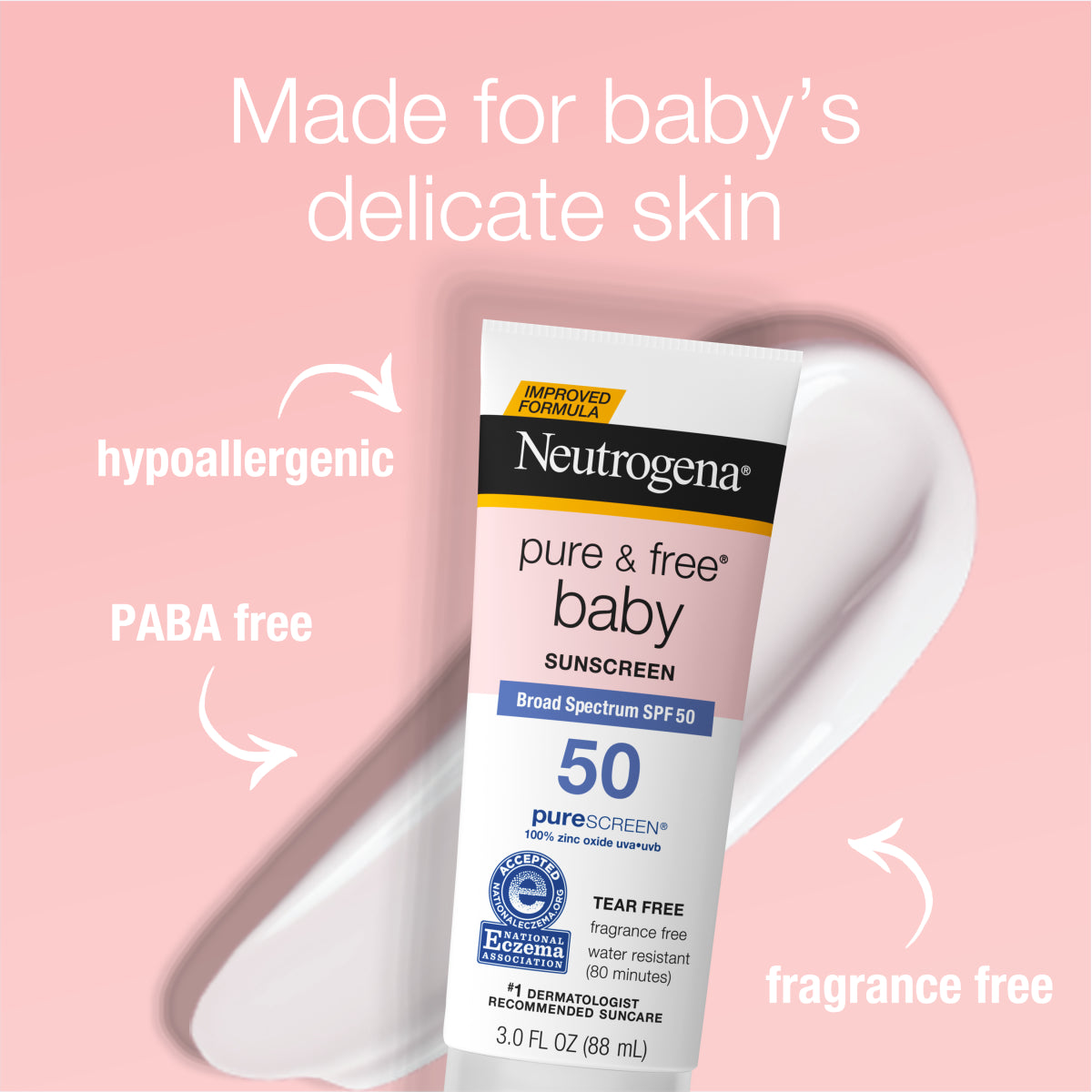 Neutrogena® Pure and Free Baby Mineral Sunscreen Broad Spectrum SPF 50 product image 3