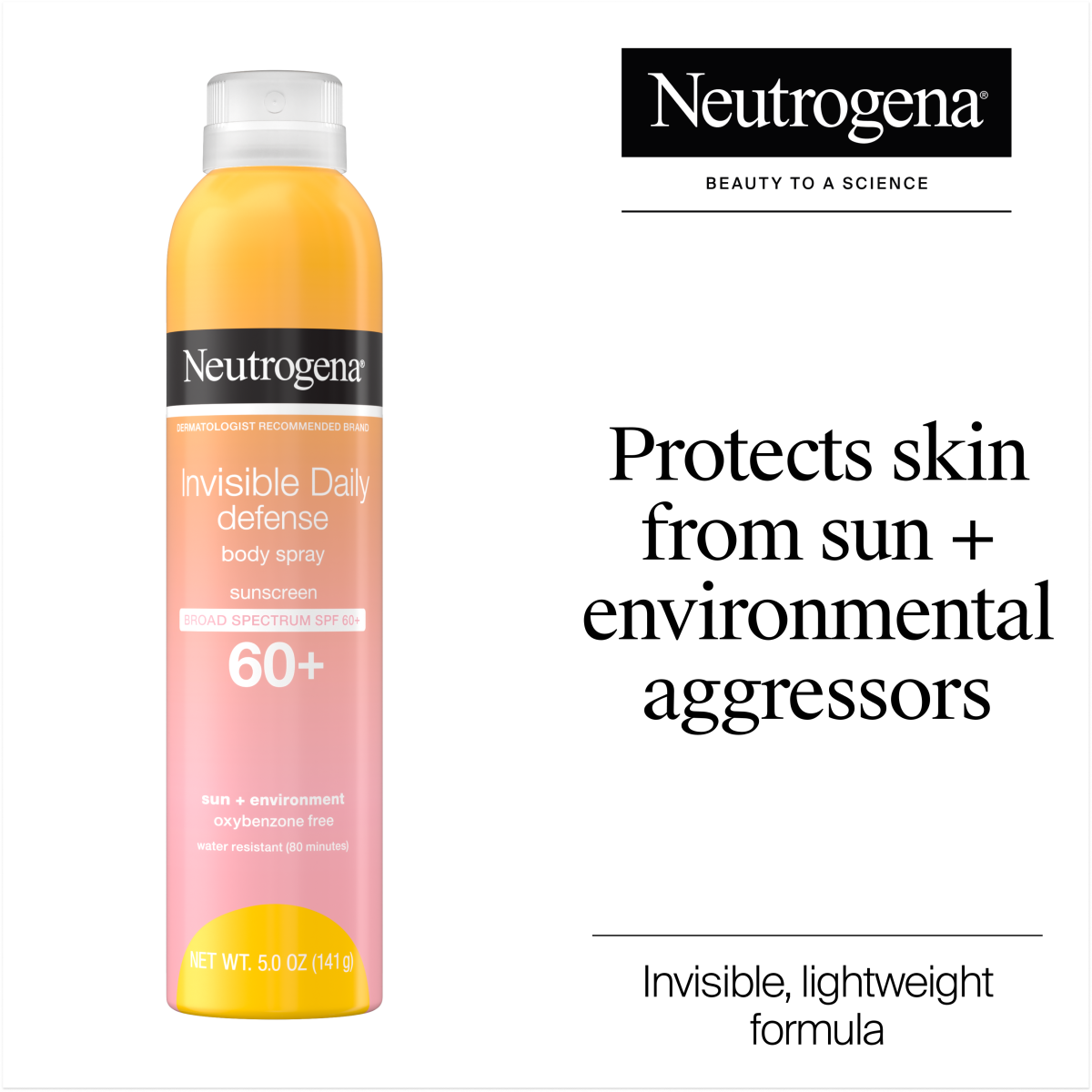 Neutrogena® Invisible Daily Defense Body Spray Sunscreen Broad Spectrum SPF 60+ product image 2